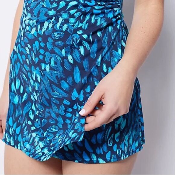 Denim & Co. Beach V-Neck Wrap Front Swim Dress - Picture 3 of 6